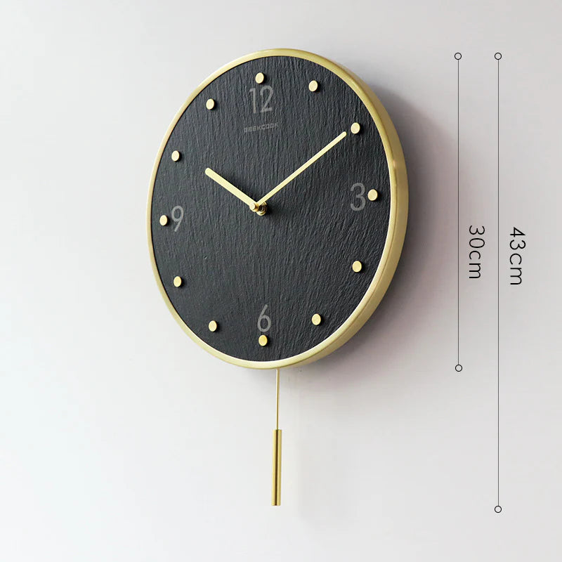 Natural Marble Pendulum Silent Wall Clock (12")