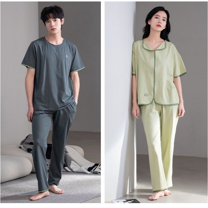 Matching Short Sleeve Pajamas for Couples 100% Cotton