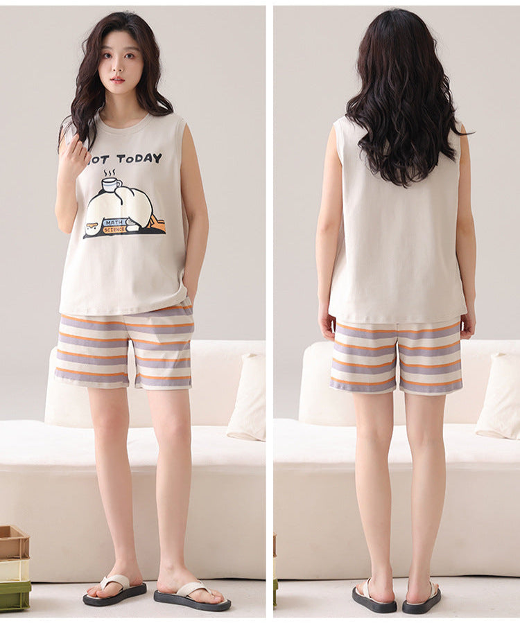 Cute Matching Summer Couple Pajamas - Short-sleeve 100% Cotton
