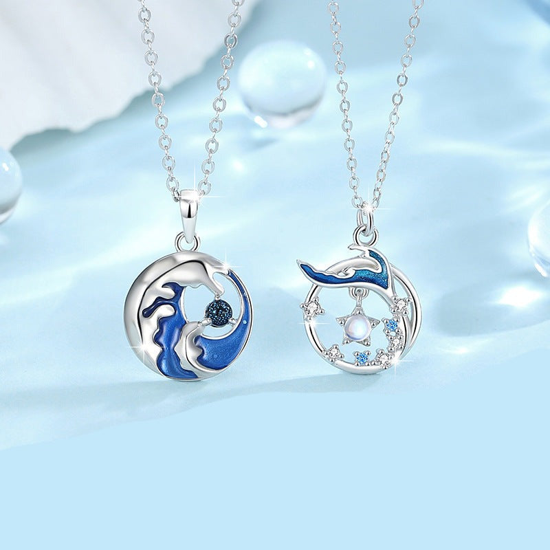 Ocean Theme Matching Necklaces Set - Sterling Silver