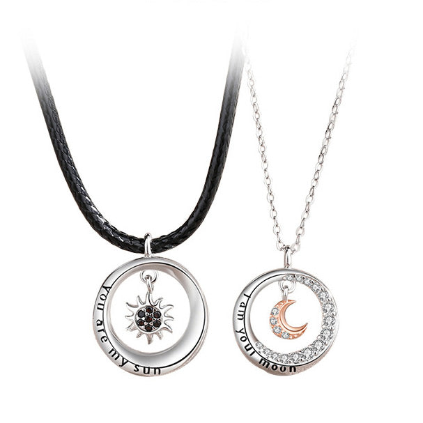 Sun and Moon Promise Couple Necklaces Set