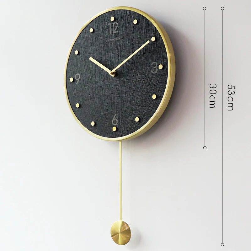 Natural Marble Pendulum Silent Wall Clock (12")