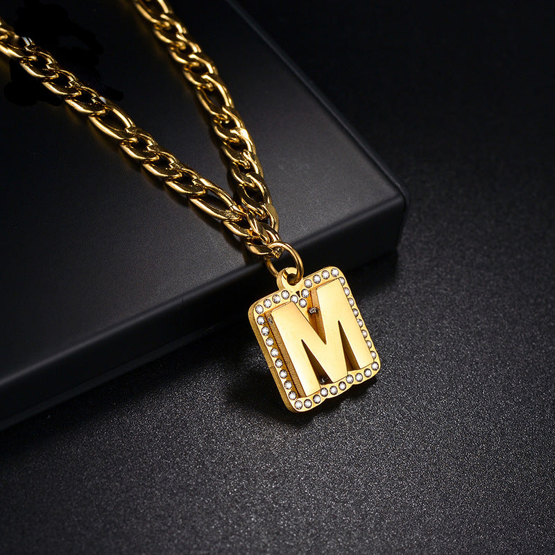 Name Initial Monogram Cuban chain Necklace