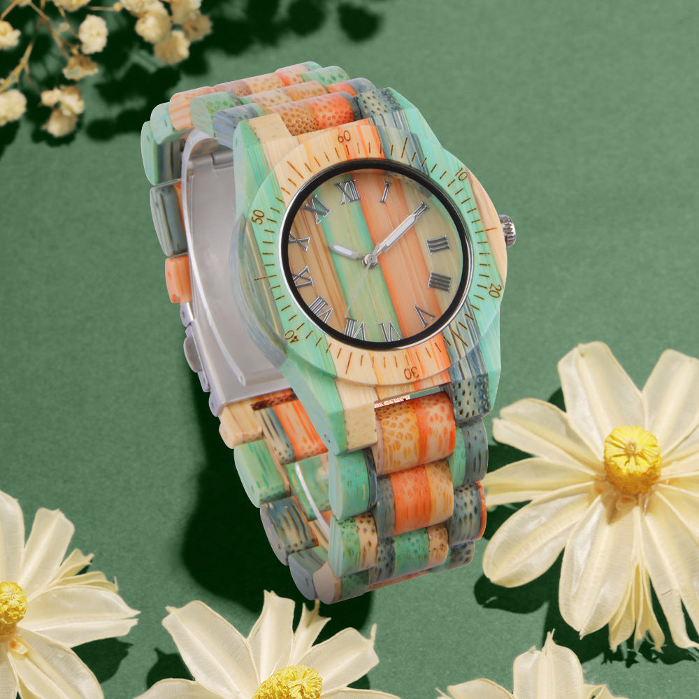 Matching Bamboo Quartz Couple Watch Set for Two