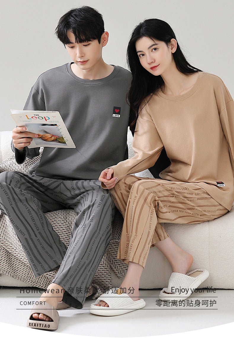 His and Hers Long Sleeve Cotton PJs Set