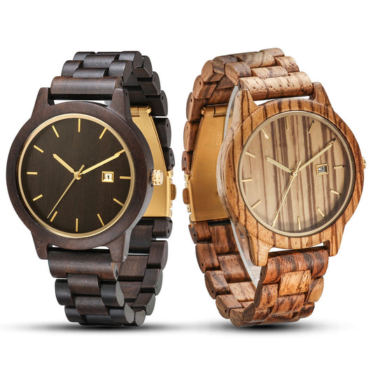 Matching Couple Watch Set Solid Wood