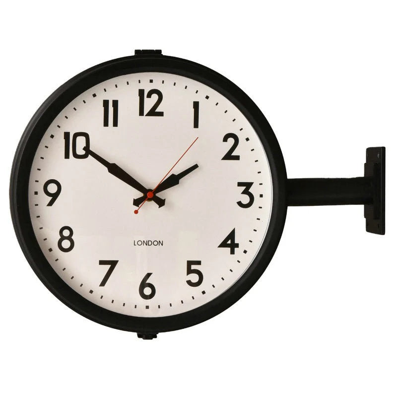 Double-Sided Station Wall Clock – Art Deco, Silent