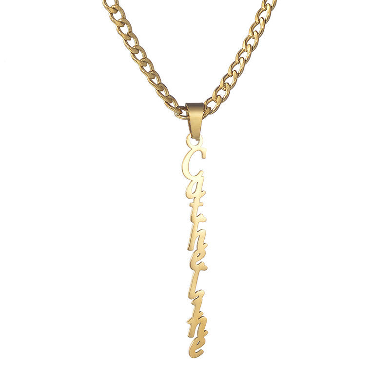 Thick Chain Vertical Name Necklace
