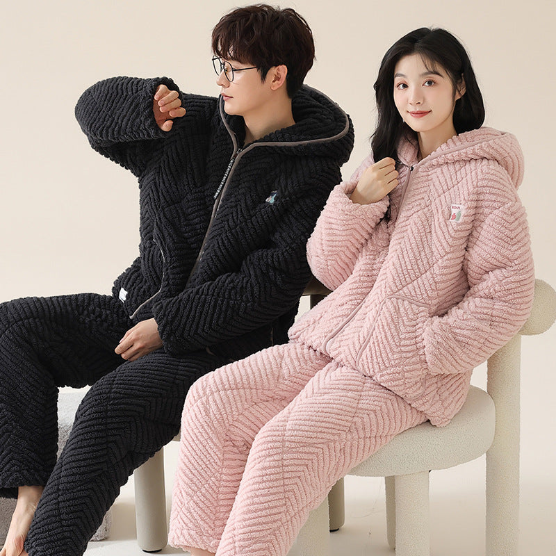 Matching Couple Pajamas Loungewear Winter Flannel Set