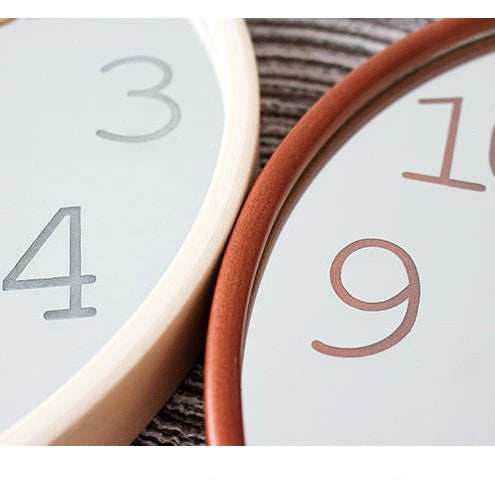 Nordic Mirror Silent Wall Clock – Solid Wood, 12"