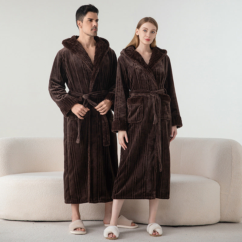 Thickened Flannel Winter Matching Robes Set