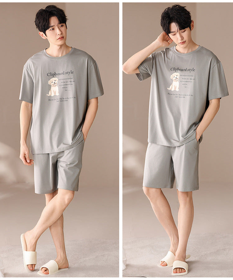 Cute Puppy Korean Style Couple Pajamas - Soft Modal