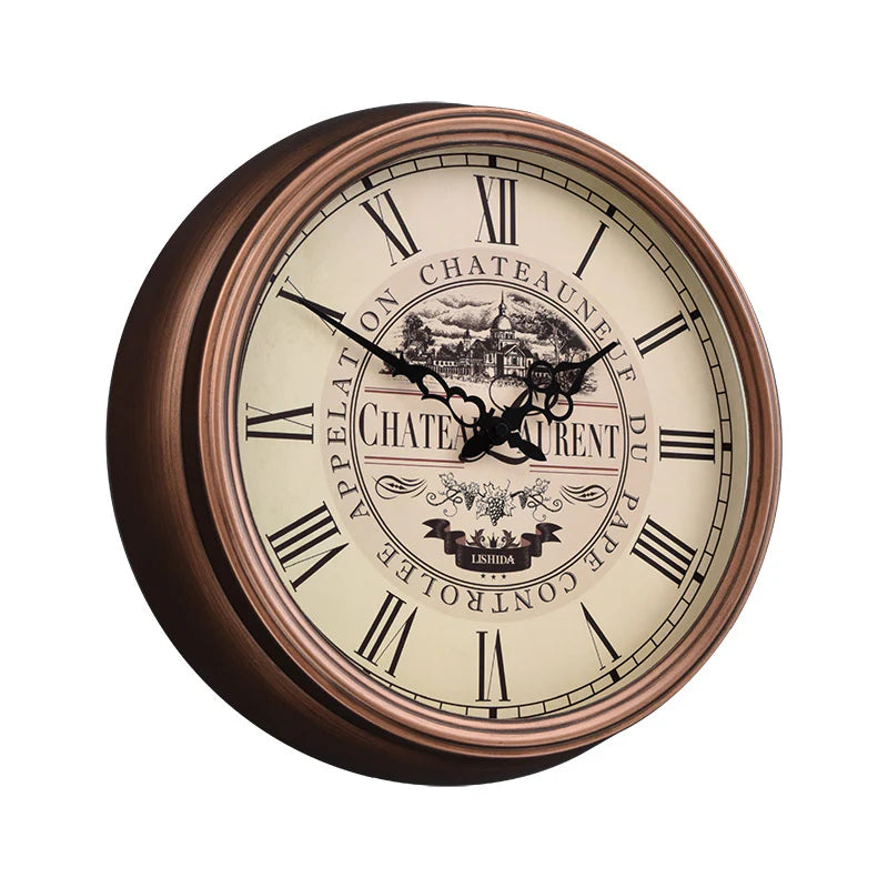 Rustic Tapestry of Time – Antique-Style Nordic Silent Wall Clock (13")