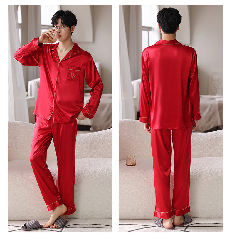 Red Silk Matching Pajamas for Newlyweds | Bride & Groom Set