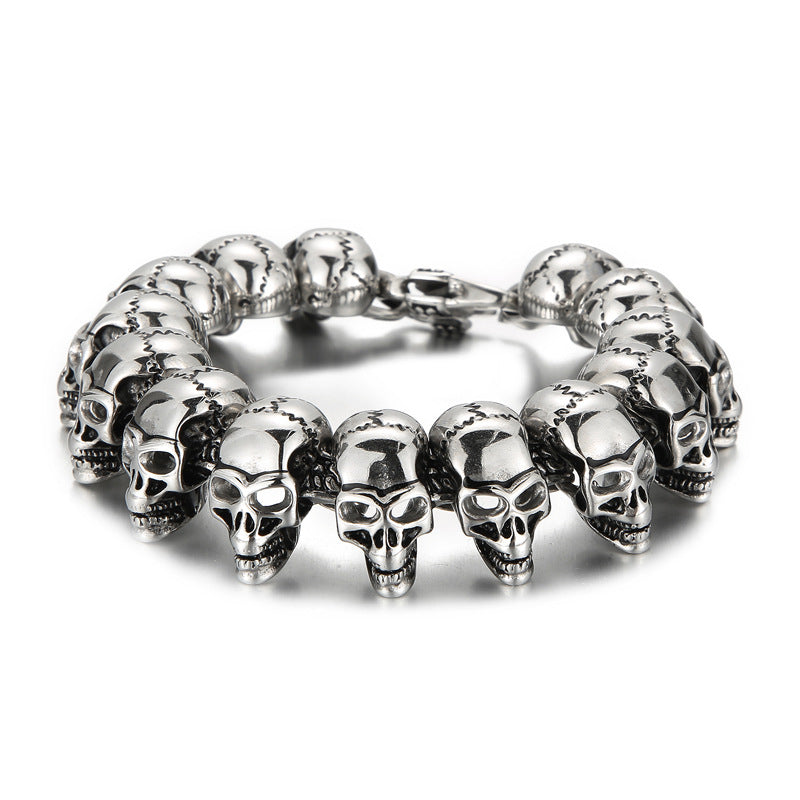 Name Initials Mens Skull Bracelet 22cm