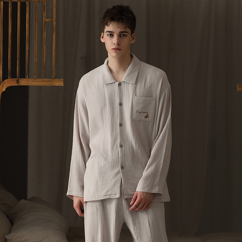 Matching Button-Front Couples Pajamas Set - A-Grade Cotton