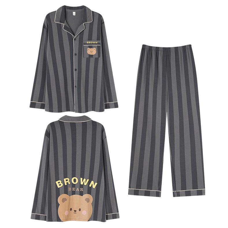 4-Piece Bear Rabbit Print Couples Pajamas Set 100% Cotton