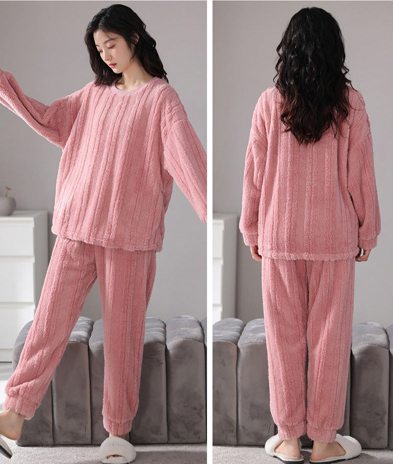 Couple Matching Warm Flannel Nightwear PJs Set