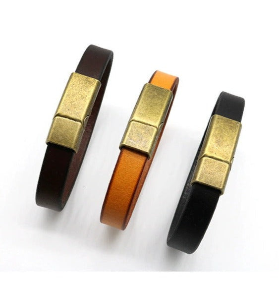 Custom Name Mens Leather Bracelet 22.5cm
