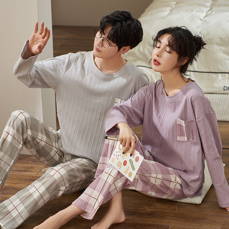Couple Pajamas Matching Long Sleeves Sleepwear Set for Two