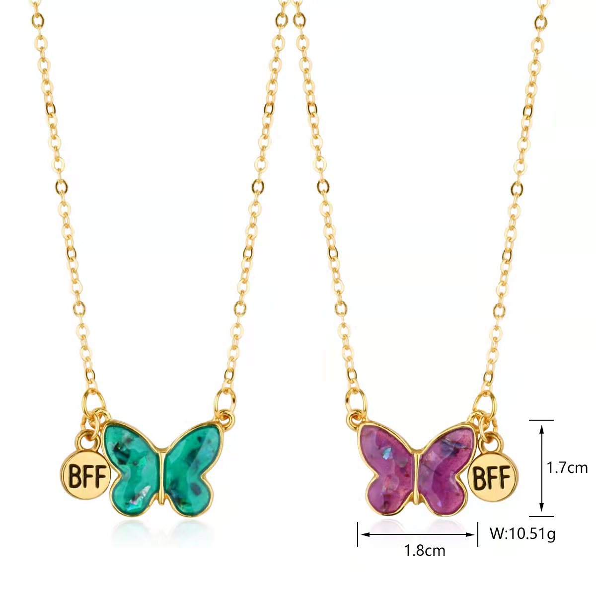 Cute Butterfly Bff Necklaces Set for 2