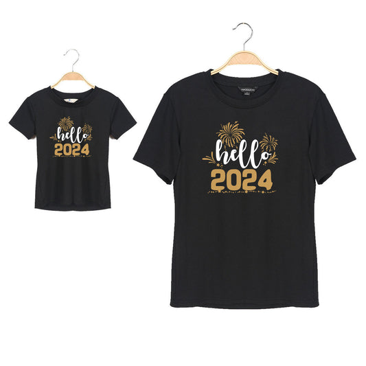 Daddy and Kid New Year 2024 Matching Tshirts