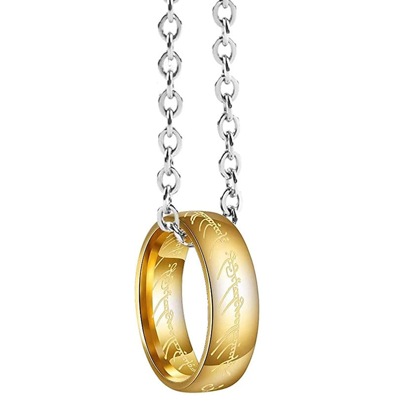 Custom Name Engravable Ring Pendant Necklace for Men