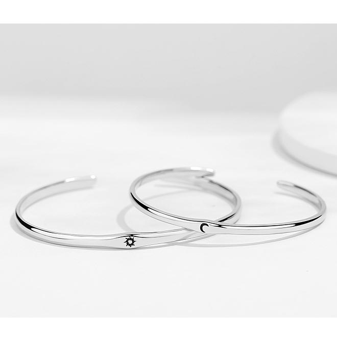 Custom Sun and Moon Bangle Bracelets Set