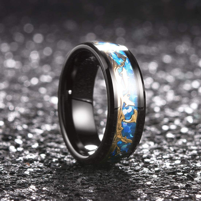 Custom Dolphin Romantic Wedding Band for Men