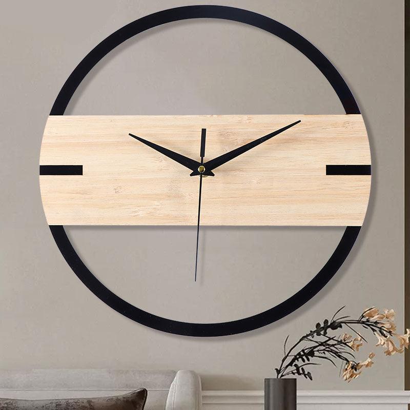 Minimalist Nordic Wall Clock — 12" Acrylic with Wood-Band Accent