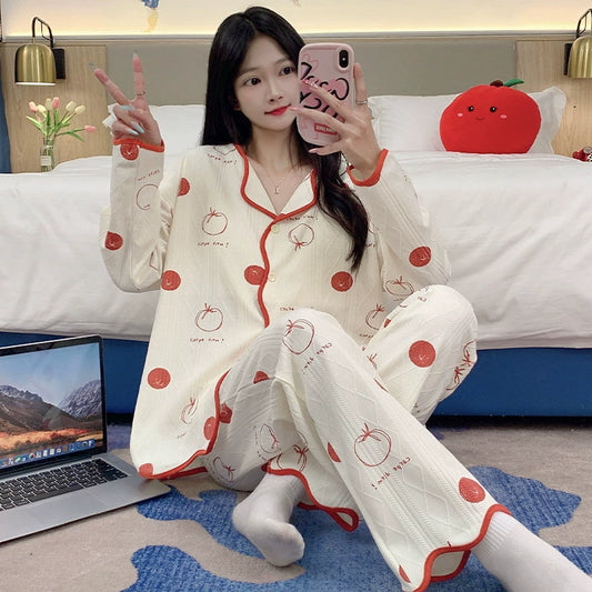 Tomato Print Pajamas Set 100% Organic Cotton