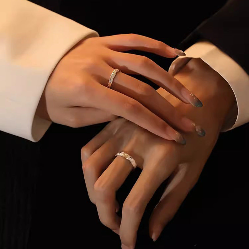 Sun and Moon Promise Rings - Adjustable Sterling Silver Set