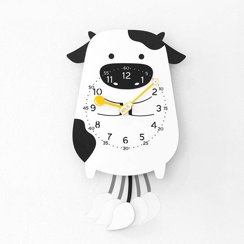 Gullei™ Cute Cow Kids Bedroom Pendulum Silent Clock