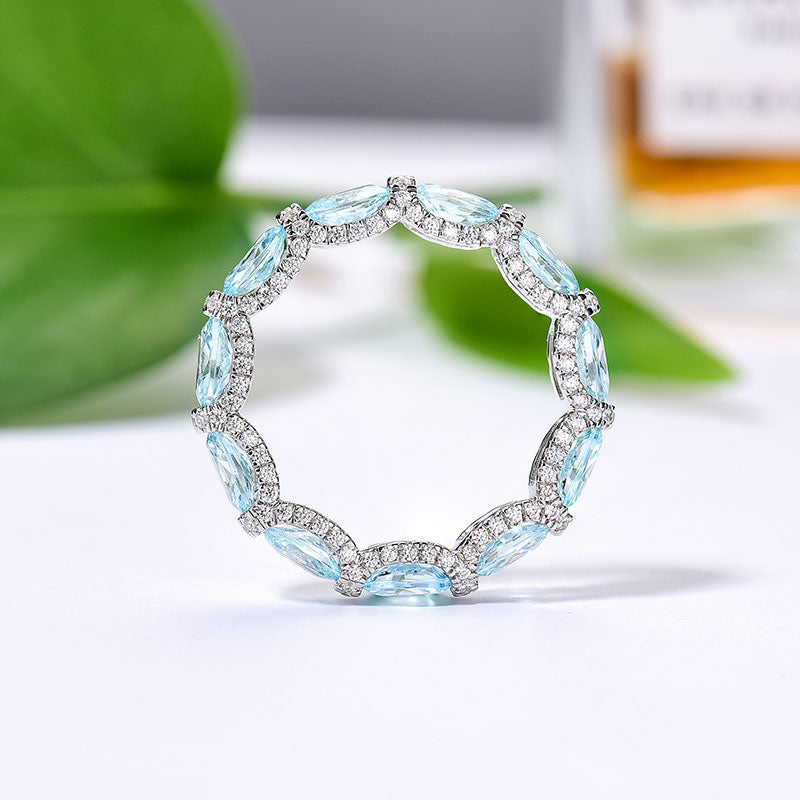 Aquamarine Eternity Promise Ring for Her