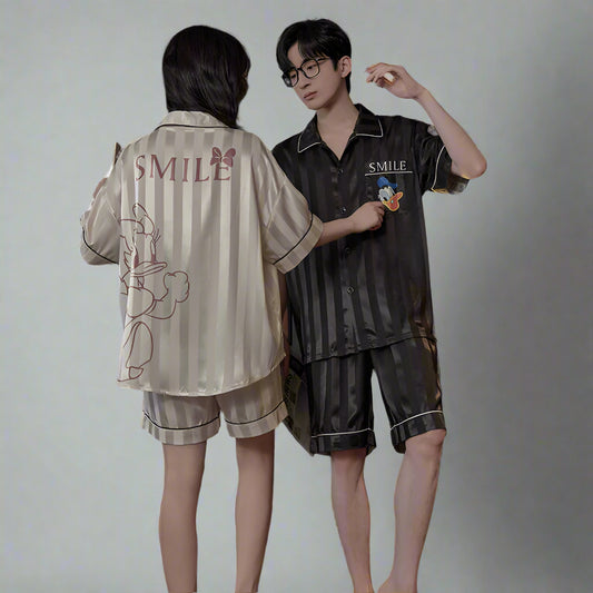 Matching Sleepwear Set for Couples Comfortable Silk