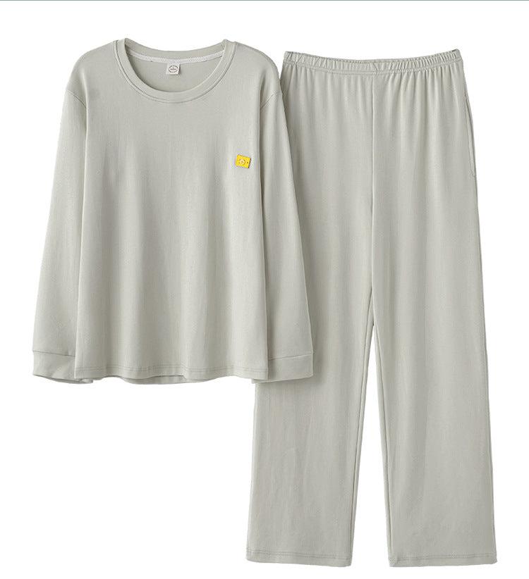 Long Sleeve Round Neck Couples Winter Pajamas 100% Cotton