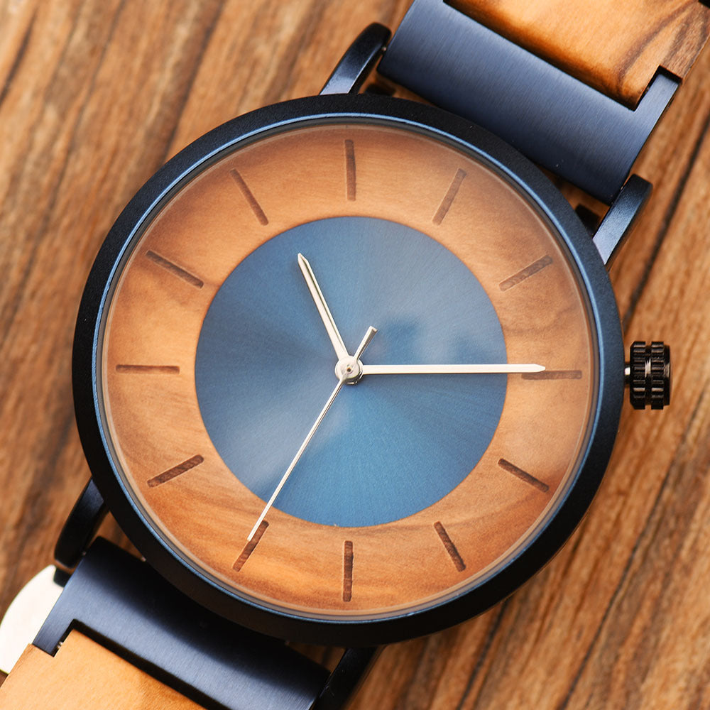 Matching Quartz Wood Couple Watch Set for Two