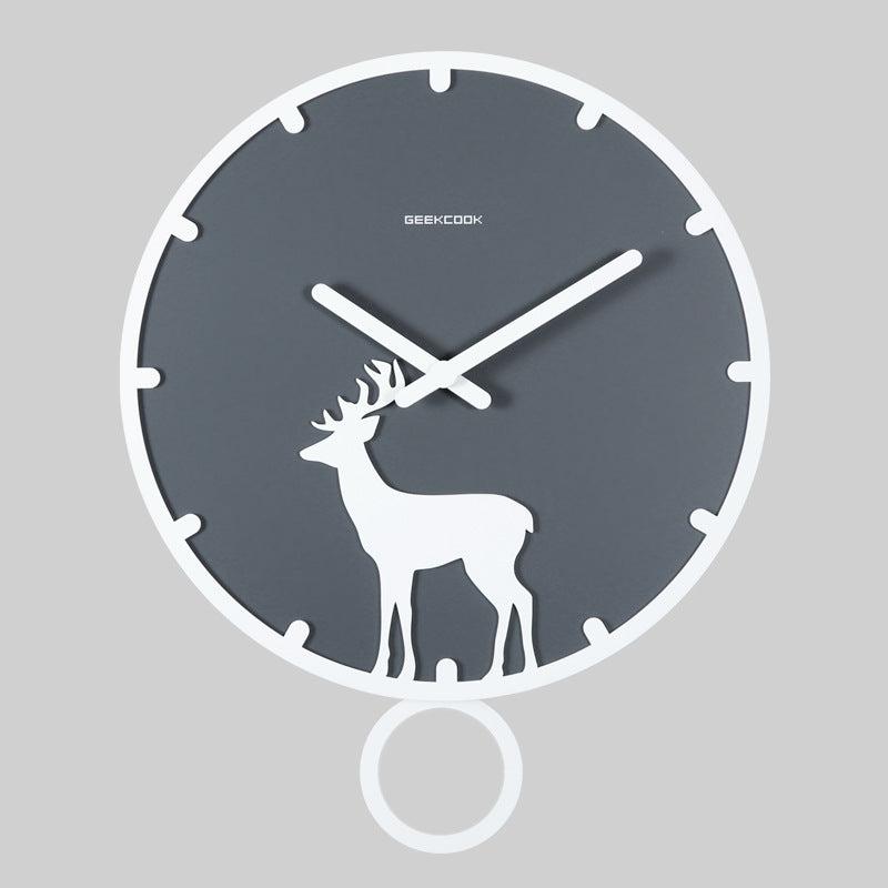 Deer Silhouette Pendulum Silent Wall Clock (13.8")