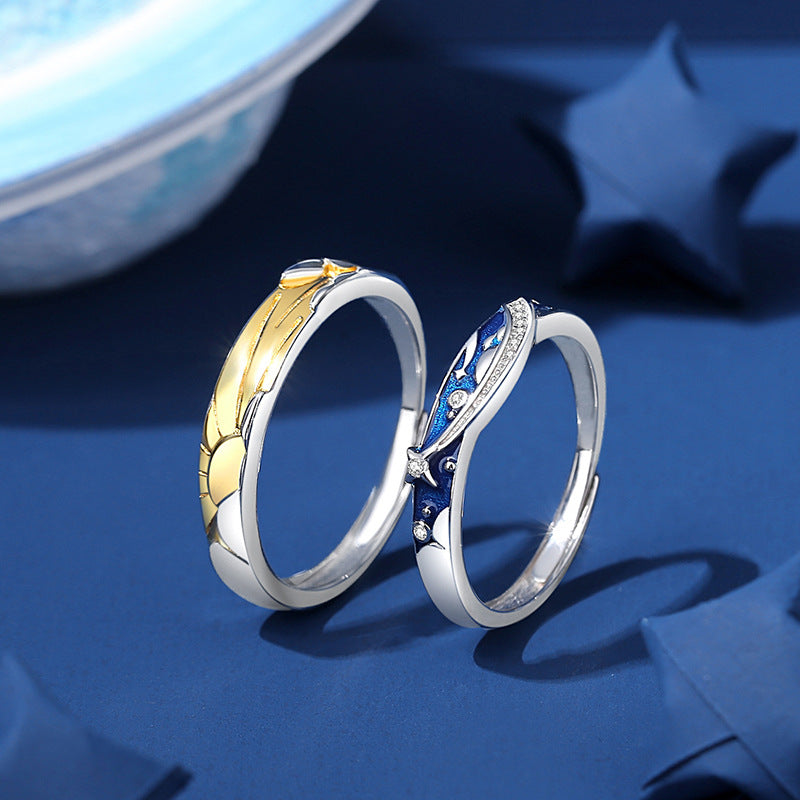 Engravable Sun and Moon Rings Set for Couples