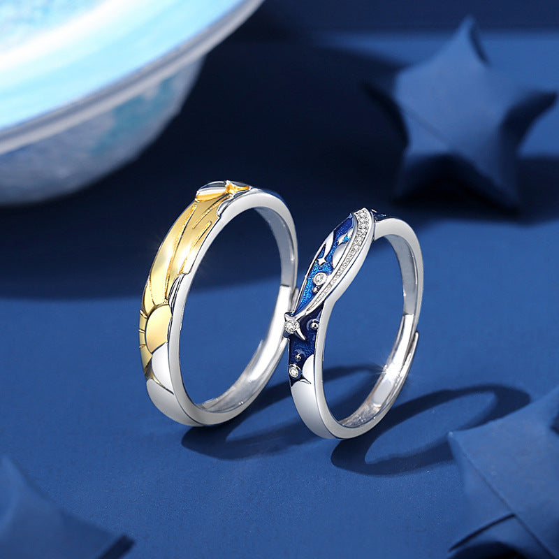 Sun & Moon Promise Rings - Adjustable Celestial Couple Set