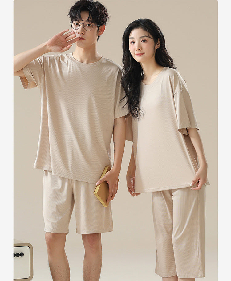 Comfy Pullover Couple Pajamas - Short Sleeve Summer