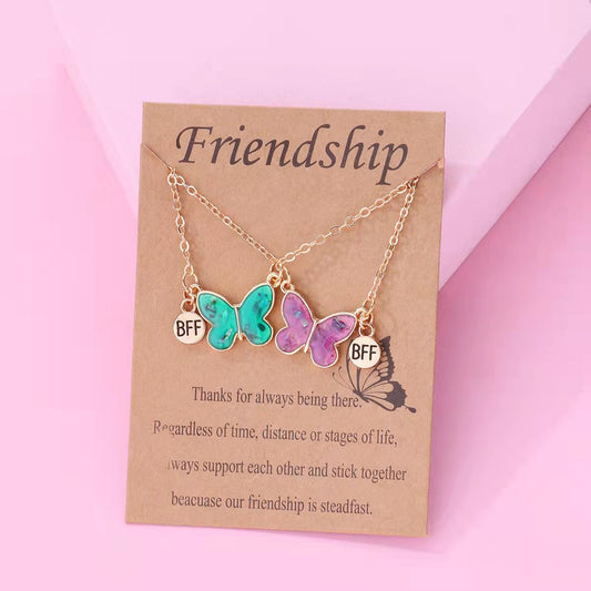 Cute Butterfly Bff Necklaces Set for 2