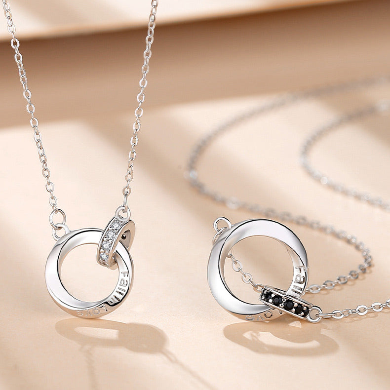 Personalized Double Rings Couple Necklaces Set