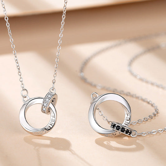 Personalized Double Rings Couple Necklaces Set