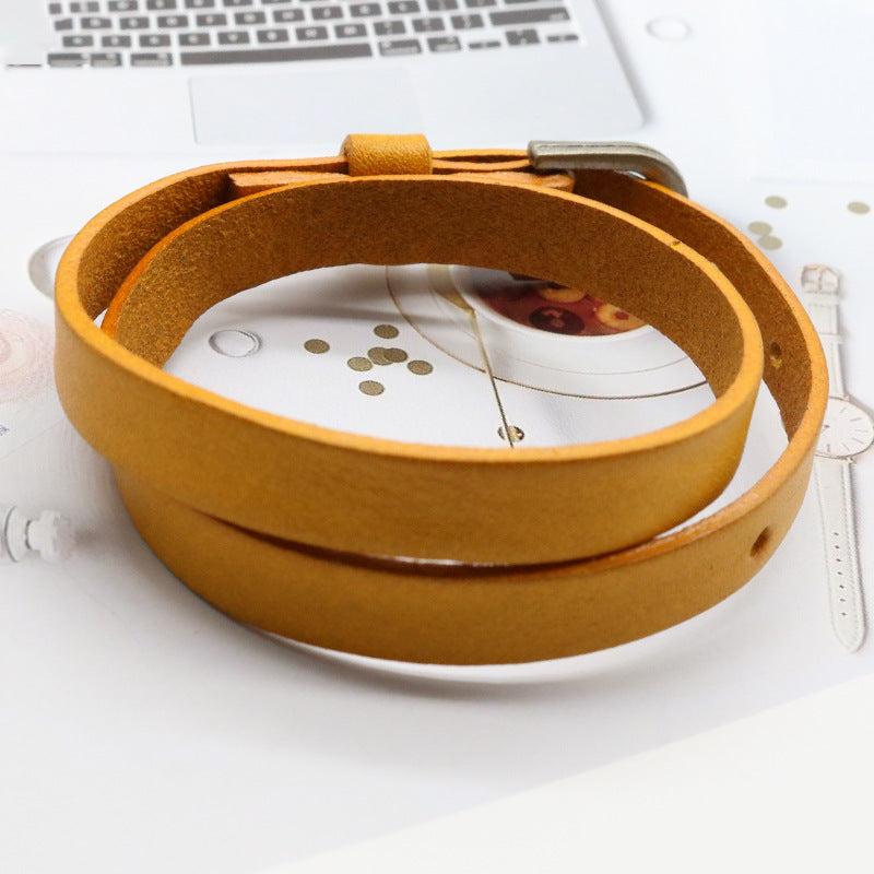 Double Wrap Mens Bracelet 22cm Leather