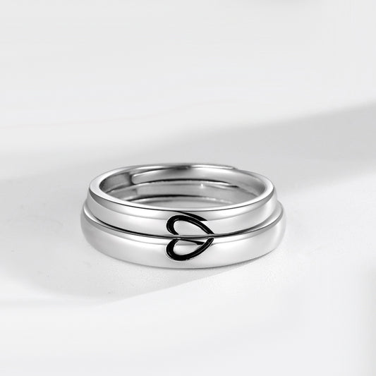 Engravable Half Hearts Promise Rings for Couples