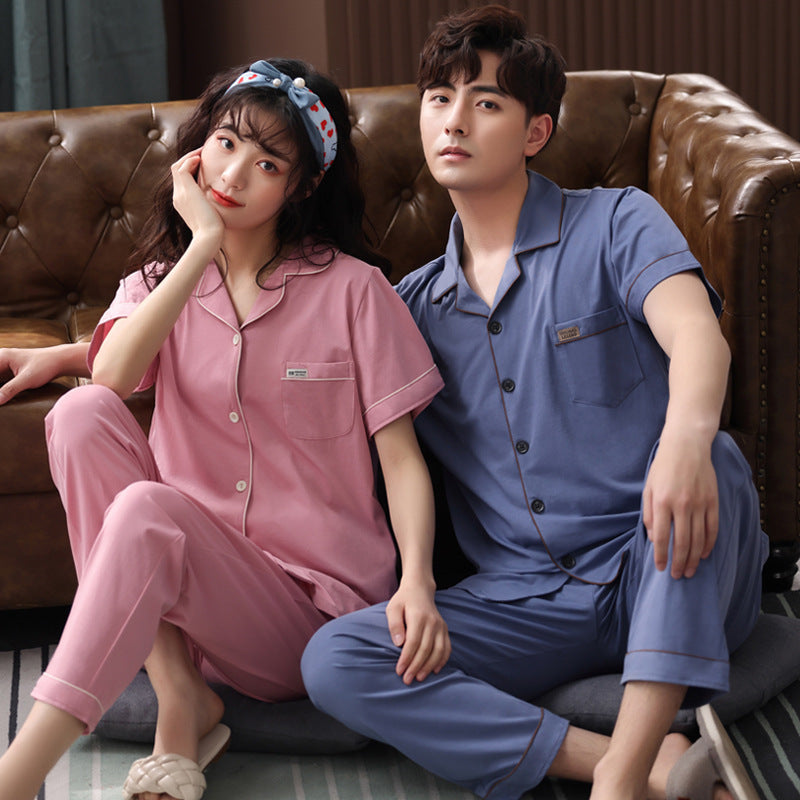 Matching Couples Collar Pyjamas Set 100% Cotton