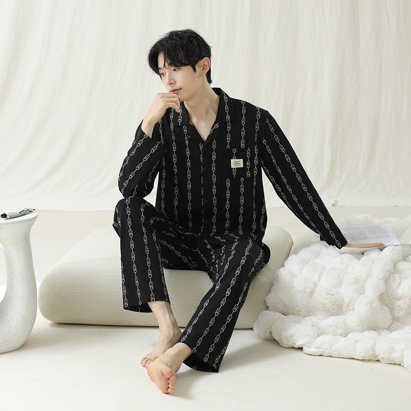 Button-Front Matching Black Couples Pajamas - Premium Cotton