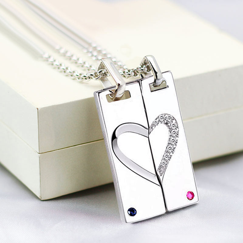 Engraved Half Hearts Relationship Necklaces Set for 2