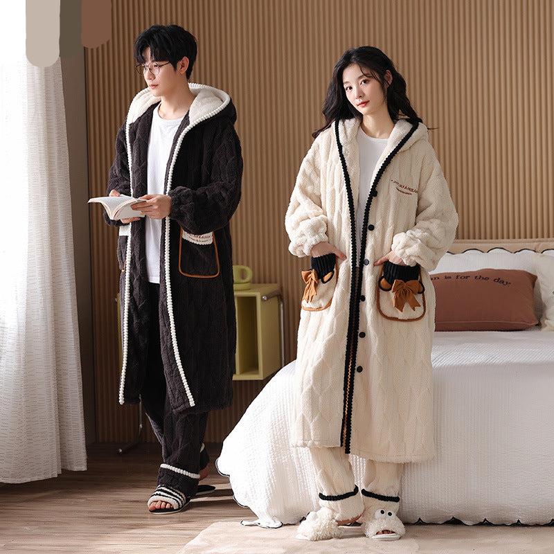 Winter Long Pajamas for Couples - 100% Coral Flannel